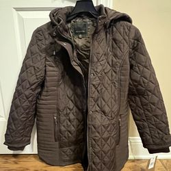 NWT Women’s Weatherproof Parka Jacket With Detachable Hood (Cocoa) - Large