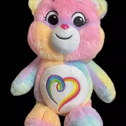 Care Bears 14” Rainbow Heart Teddy Bear Plush Togetherness Bear Multi Color (B6)