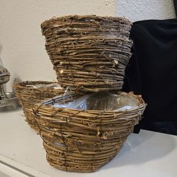 Wicker Flower Basket Plant Pot Holder Hanging Garden 