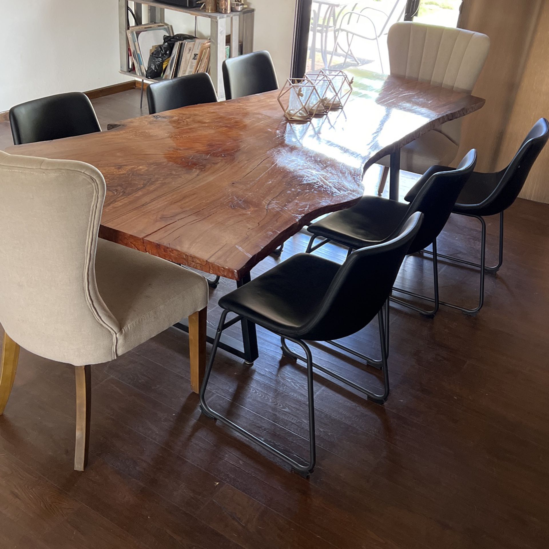 Raw Edge Dining Table With 8 Chairs