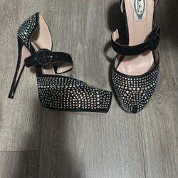 Size 11 Iridescent Rhinestone Black Heels
