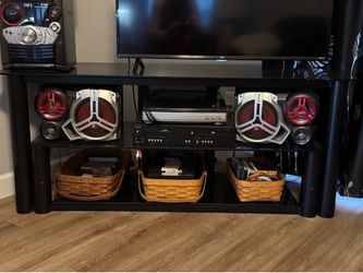 Glass and metal corner TV stand