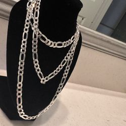 Matching Figaro Silver Necklace & Bracelet 