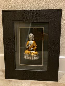 Buddha sculpture in Glass Cover With Wood frame