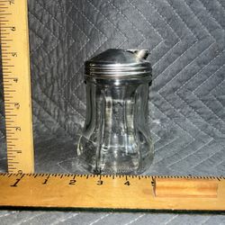 Vintage Dripcut Starline Glass Sugar Dispenser with Stainless Steel Lid