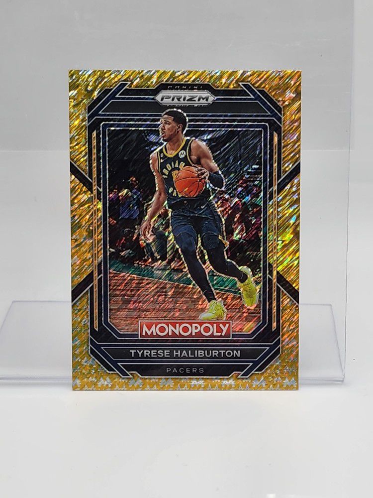 2022/23 PANINI PRIZM MONOPOLY TYRESE HALIBURTON GOLD SHIMMER SP /500 PACERS #34