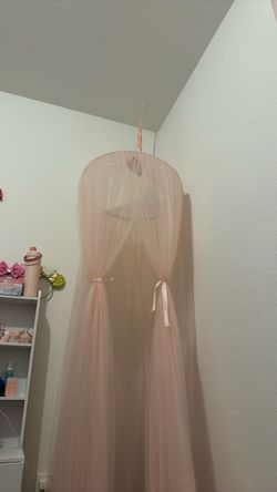 Pink Bed Canopy with Ribbon Ties
