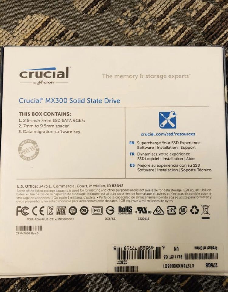 New Crucial MX300 275GB 3D NAND SATA Inch Internal SSD