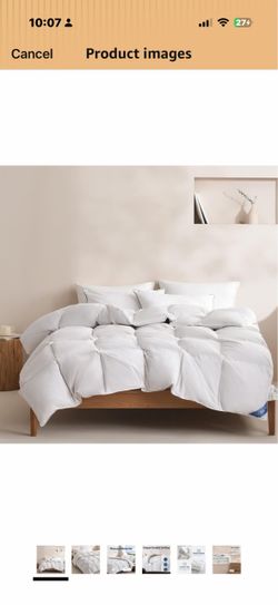 Feather Down Comforter King Size Ultra Soft Premium Down Duvet Insert, All Season Medium Warmth 106x90 Inches White Hotel Bedding Comforter with 8 Cor