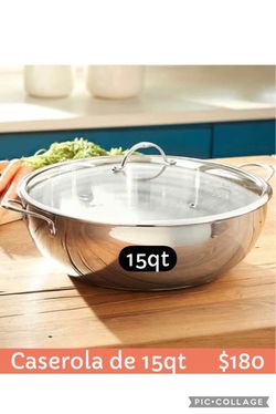 Stainless Steel Casserole Pot with Glass Lid 15qt de Princess house