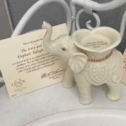 Lenox Ivory And Gold Elephant Tealight Holder