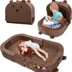 Toddler Travel Bed,Foldable&Portable Baby Cot for Kids with Removable Pillow