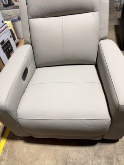 Light Gray Leather Power Recliner Chair