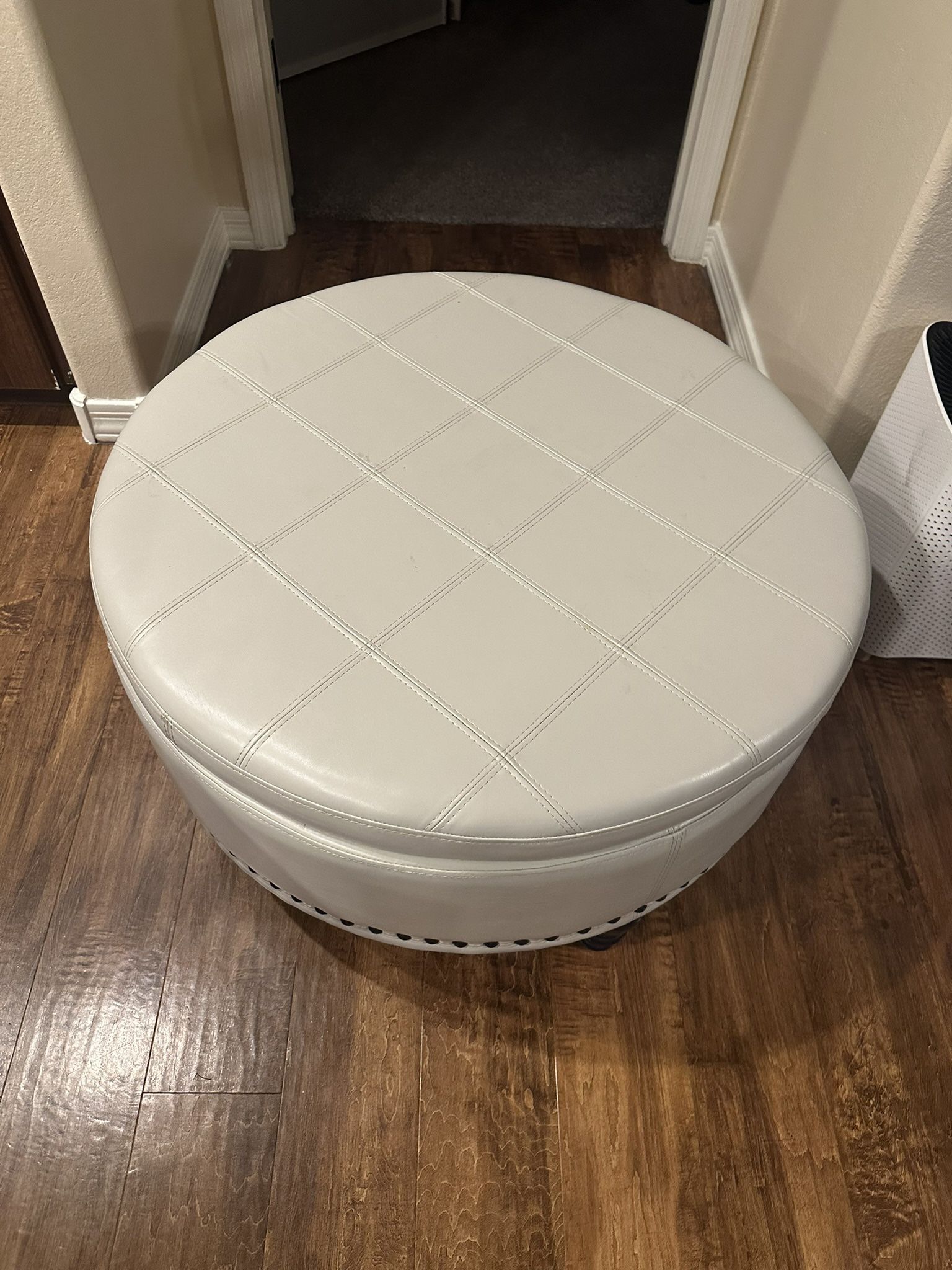 Round White Ottoman