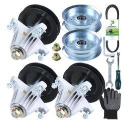 Brand New Poseagle 3 Pack 0 Spindle Assembly with 4A Idler Pulley 5/8 134" Belt for Cub Cadet XT1-GT50, XT1 GT50, XT1GT50, Craftsman/M