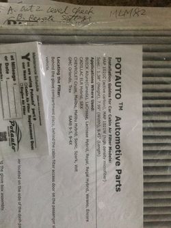 Buick, Cadillac, Chevrolet, GMC cabin air filter, MAP 1021C MAP 1021W