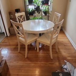 White solid wood dining table