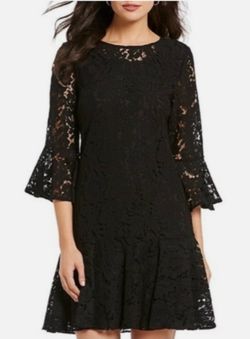 Isaac Mizrahi brand Black Lace Bell Sleeve Mini Dress