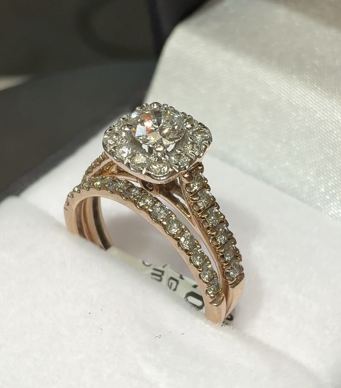 10k Rose Gold Diamond Engagement Ring With Wedding Band. Ring Size 5