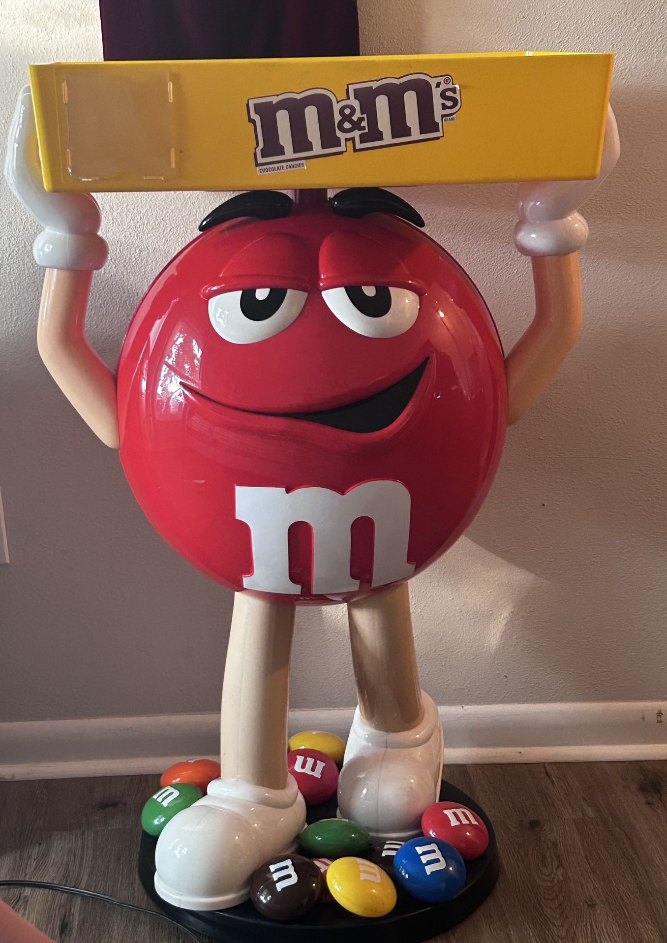 Red Peanut M&M Candy Character Store Display 40" Tall w/Shelf & On Wheels!