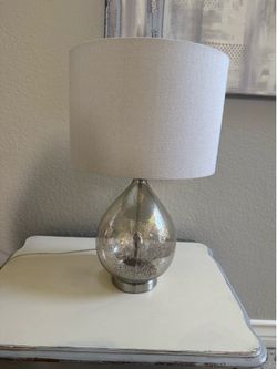 Large Silver Mercury Glass Table Lamp – 25”
