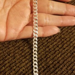 Italy 925 Solid Sterling Silver Diamond Cut Cuban Link Bracelet for Men Women 7" Plata Italiana 925 Pulsera Cubana Con Corte Diamante Unisex 7"