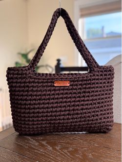 Handmade Brown Crochet Tote Bag