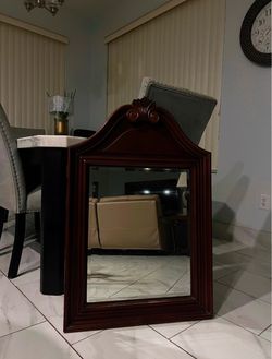 Large Wall Mirror with Wood Frame