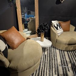 46x46 Round Swivel Couches (Pair)