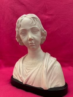 VINTAGE AFTER LUCA DELLA ROBBIA PORTRAIT OF YOUNG GIRL SCULPTURE STATUE GARDEN