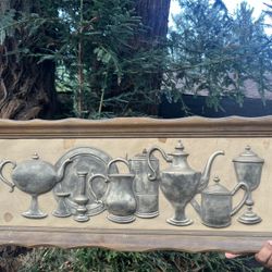 Beautiful Vintage  SILVER/PEWTER-Look Pieces SCULPTURAL Art Wall Decor   3-D Relief Wall ART