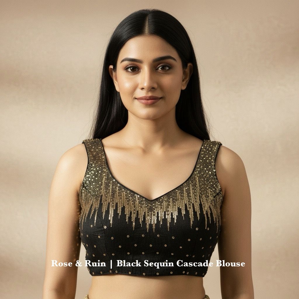 Rose & Ruin | Black Sequin Cascade Blouse