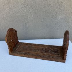 Hand Carved Wood Folding & Expanding Decorative Book Ends Made in India