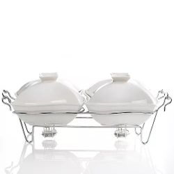 Godinger Double Covered Porcelain Bakers with Warmer Stand - Like New $45 OBO