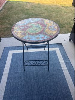 Beautiful tile top bistro Table with iron legs