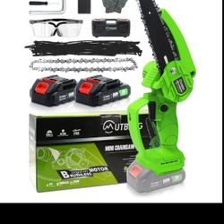 MUTBERG 6-Inch Cordless Chainsaw Set, Upgraded Brushless Motor 2 Bat. CH0601