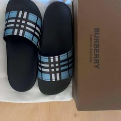 Light Blue Burberry Slides