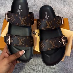 Brown LV Buckle Sandals 