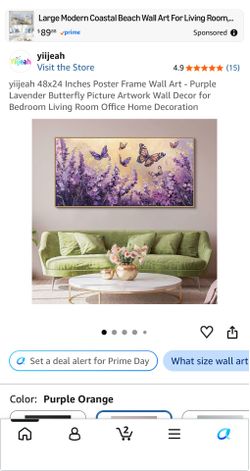 Yiijeah 24x48” Lavender Butterfly Wall Art