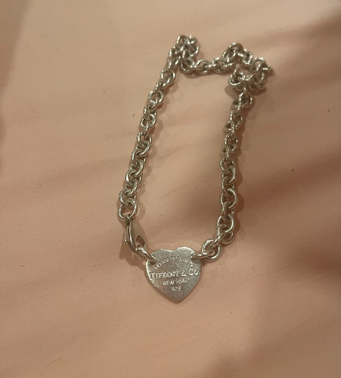 Return to Tiffany Heart Tag Chain Link Choker in Silver