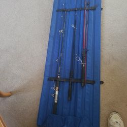 3 Fishing Poles In Carry Bag