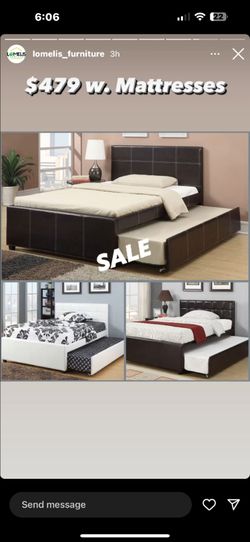 Full Twin Expresso Trundle Bed With Ortho Mattress Included