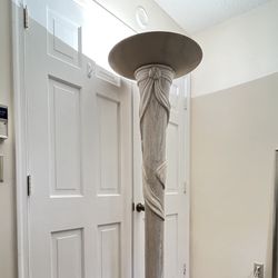 Vintage Postmodern Draped Column Torchiere Floor Lamp