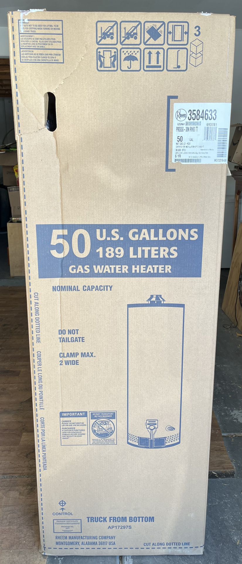 50 Gallon Natural Gas Water Heater w/6yr Warranty 