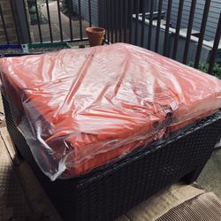 Square Patio Ottoman with Red Cushion( Comes as pictured, New)