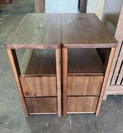 WJH0051 12X24X26in New assembled set of 2 solid wood nightstands end table side table