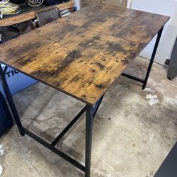 Wooden Table With Metal Frame