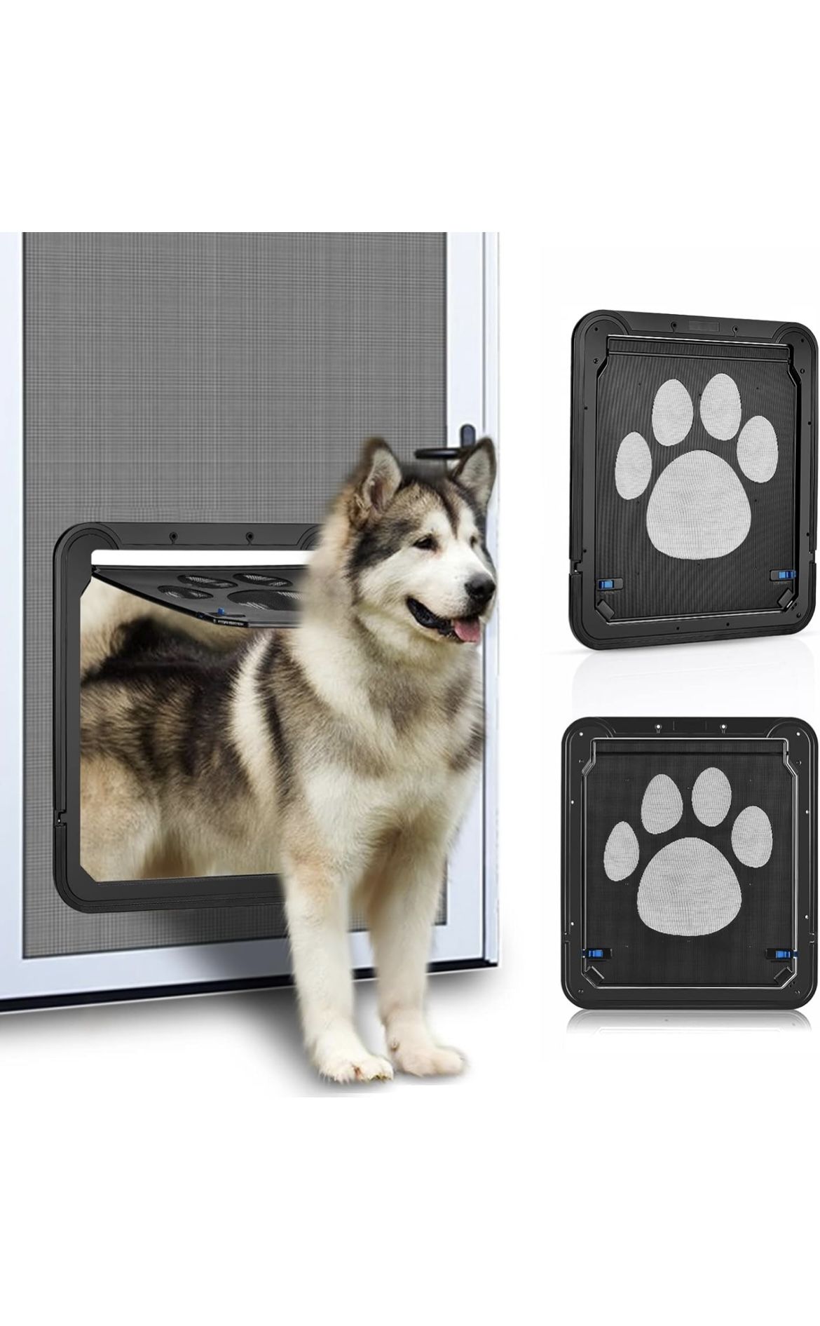 Ownpets Dog Screen Door, Inside Door Flap 12x14x0.4 Inch, Lockable Pet Screen Door, Magnetic Self-Closing Screen Door with Locking Function