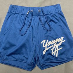 Men’s YoungLA Blue Mesh Shorts - Size Medium