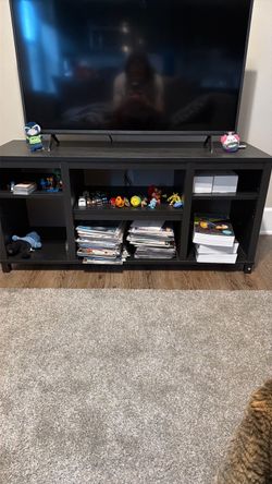 Medium Sized Black TV Stand with Shelves